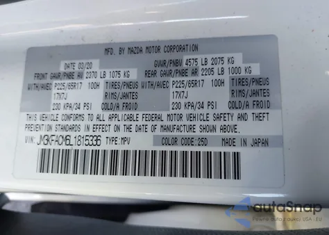 2020 Mazda Cx-5 Touring из США, поврежденный, VIN JM3KFACM6L1815336